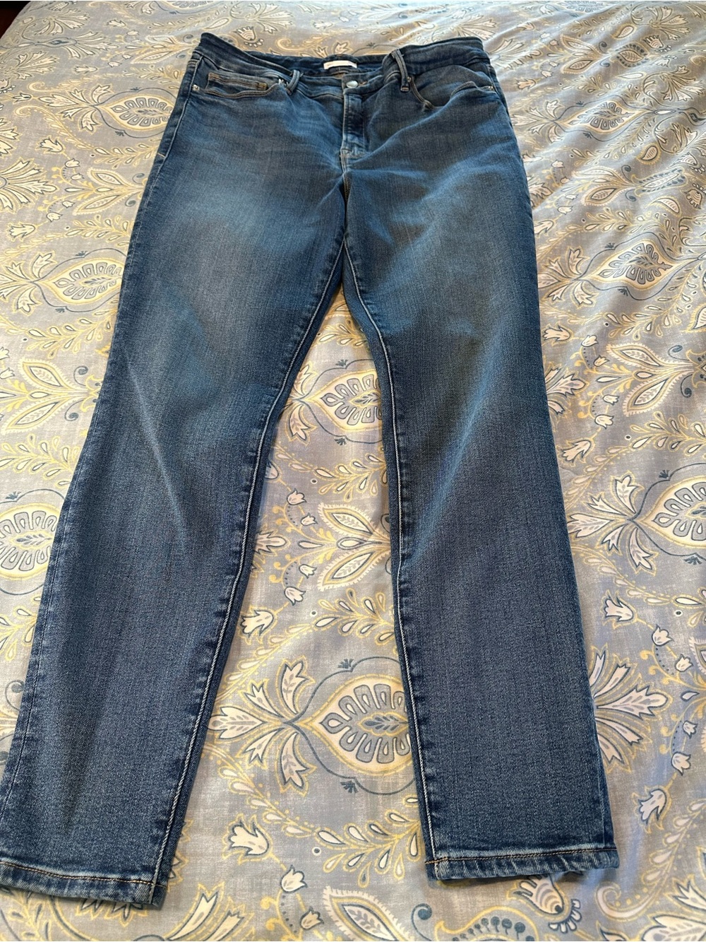 Good American Dark Indigo Blue Straight-Leg Jeans, 14